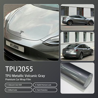 Film de protection TPU gris volcanique métallisé, couche renforcée, imperméable, teinte mate stable, résistant aux rayures, vente en gros en rouleau