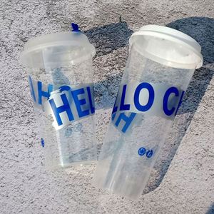 Gobelet en plastique PP rigide personnalisé avec logo imprimé pour boissons chaudes/froides, jetable, pour café glacé, jus, lait, thé, avec couvercles et pailles - Product Image 2