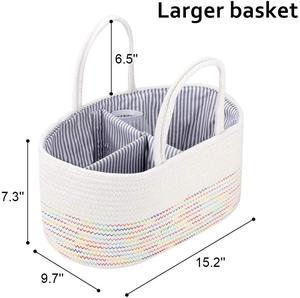 Bac de rangement en corde de coton tissé coloré pour Table à <span class=keywords><strong>langer</strong></span> et voiture, <span class=keywords><strong>sac</strong></span> de rangement pour couches de bébé détachables - Product Image 2