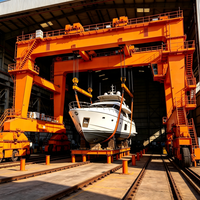 Grue mobile à portique sur pneus en caoutchouc de 50 tonnes pour levage de yachts, idéale pour marinas, clubs nautiques et chantiers navals