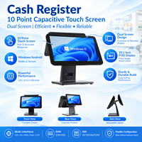 Système de point de vente tout-en-un avec double écran 15,6''+11,6'', caisse enregistreuse POS, support en aluminium, système de point de vente de bureau pour les magasins de détail