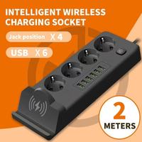 Station de recharge sans fil de bureau, multiprise EU avec 3/4 prises Schuko, plusieurs ports USB Type-C, rallonge ignifuge