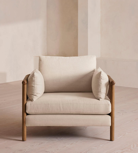 Poltrona Lounge Minimalista con Struttura <span class=keywords><strong>in</strong></span> <span class=keywords><strong>Legno</strong></span> e Rivestimento <span class=keywords><strong>in</strong></span> Tessuto per Soggiorno - Product Image 5