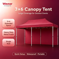 Tente de salon professionnelle 3x6 avec structure métallique durable, paroi simple, imperméable et portable pour événements extérieurs et stands d'exposition