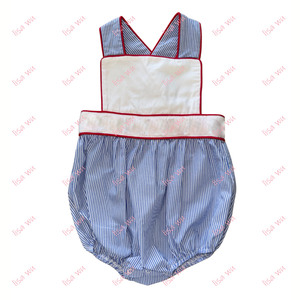 Tenues Assorties Frère Sœur : Barboteuse Classique Bleue Rayée et Robes Monogrammées pour Filles – Ensembles Vêtements d'Été pour Filles – 4 Juillet - Product Image 6