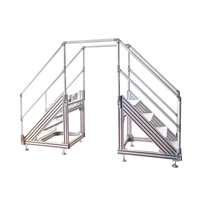 Escaliers, passerelles, marches, plateformes et échelles en aluminium HanTe pour la sécurité industrielle, avec accessoires, pieds, niveleurs et mains courantes