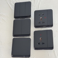 Interruptor de Pared Eléctrico Moderno Negro con Botón Grande, Enchufe Universal Europeo Alemán Británico de 250V 16A, USB-C 2026 86 PC Panel, para Hogar