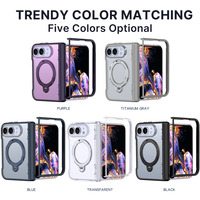 Étui magnétique pliable effet seconde peau avec anneau rotatif à 360° et charnière à rebond automatique, antichoc pour iPhone Duo 18 Fold, protection intégrale