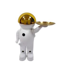 Futuristic Astronaut Statue with Mirror Helmet and <strong>Moon</strong> Ball Resin Tabletop Decor for Boys Room Office <strong>Shelf</strong> Gift Ornament - Product Image 5