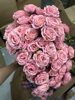 Bouquet de roses artificielles en soie à 9 têtes bon marché en gros de roses à 9 têtes pour la décoration