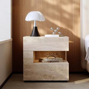 Chevets flottants naturelistes avec <span class=keywords><strong>lampe</strong></span> intelligente, 2 tiroirs, table de <span class=keywords><strong>chevet</strong></span> pour chambres à coucher, hôtels - Product Image 2