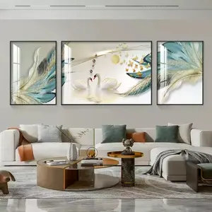 Luxury Modern Swan Living Room Prints Wall Art 3 Pieces Decorative Painting Custom Wall Art Interior Paintings Art Prints