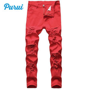 <span class=keywords><strong>Jeans</strong></span> strappati strappati strappati da <span class=keywords><strong>uomo</strong></span> <span class=keywords><strong>Jeans</strong></span> Slim dritti in cotone bianco per <span class=keywords><strong>uomo</strong></span> - Product Image 6