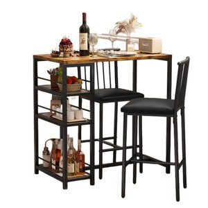 Creative and stylish retro-style <b>bar</b> counter <b>table</b> for home use, simple high-leg <b>table</b> and chair combination. - Product Image 5