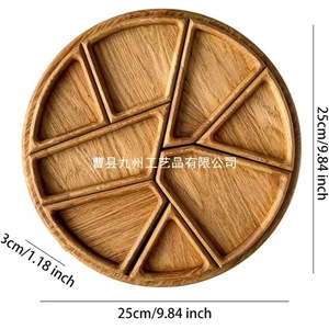 Wooden Round Dessert Plate 25Cm Multi Compartment <b>Snack</b> <b>Tray</b> For Hotel Coffee Tea Serving - Product Image 4