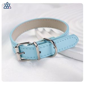 Colliers pour animaux de compagnie en cuir Wangwuwu, réglables pour chats et chiens, blanc, noir, rose, bleu, rouge, toutes saisons, style simple - Product Image 3