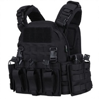 Gilet Tactique KMS en Gros, Ajustable, Noir, pour Chasse en Extérieur, Chaleco Táctico Molle, Porte-Plaque en Nylon