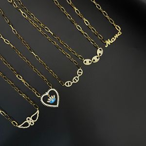 Set di Gioielli Collana e Bracciale in Acciaio Inossidabile con Zirconi Completamente Incastonati, Design Occhio Malvagio e Olio Gocciolante a Naso di Maiale, Stile Transfrontaliero Europa America - Product Image 3