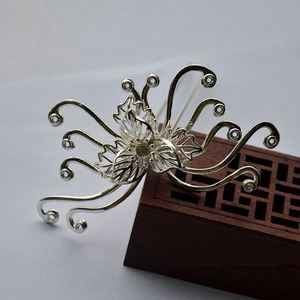 Gold Plated Flower Hairpin Component For <b>Bracelet</b> Making <b>Copper</b> Material Zhejiang Origin - Product Image 3