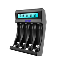 Chargeur de piles rechargeables mixtes AA AAA à 4 emplacements avec éclairage LED, support de charge intelligent, sortie 5V/3A, compatible NiMH/Lithium