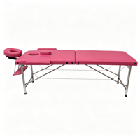 Table de massage professionnelle pliable à 2 sections avec pieds en acier inoxydable et appui-tête pour salon de tatouage