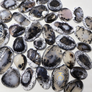 Opale dendritique de haute qualité, 100% naturelle, cabochon d'opale dendritique, pierre précieuse non montée pour la création de bijoux. - Product Image 1