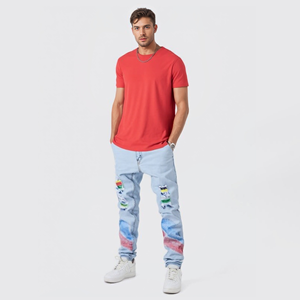 Oem Factory Custom Design Denim Pants Low <strong>Rise</strong> Color Wash Heavy Cotton Stretchable <strong>Men</strong> Sim Fit <strong>Jeans</strong> - Product Image 1