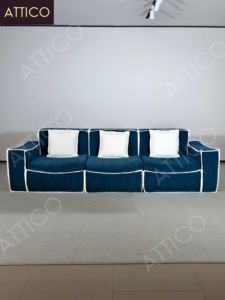 Canapé moderne en mousse bleu trois places en <span class=keywords><strong>tissu</strong></span> en boîte pour la maison meubles d'emballage sous vide canapé compressé <span class=keywords><strong>magique</strong></span> de salon - Product Image 4