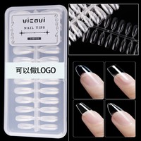 Vente en gros de pointes d'ongles transparents ultra minces sans trace, demi-couverture complète, différentes formes, cercueil, accessoires pour manucure