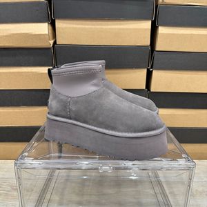 Bottes de neige unisexes en cuir et laine de haute qualité, à semelle épaisse, doublées de fourrure, plateforme haute, confortables et décontractées - Product Image 3