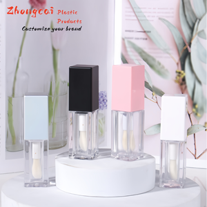 Thấp moq rõ ràng vuông Lip Gloss ống 5ml nhựa rỗng Lip chai dầu bàn chải lớn mỹ phẩm với nhãn hiệu riêng - Product Image 3