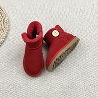 Bottes de neige basses pour enfants, modèle en cuir de vache véritable, doublure en polaire épaisse, rembourrage en coton, chaussures d'hiver chaudes