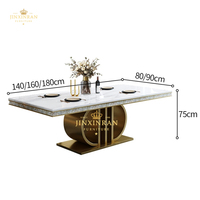 Meubles de salle à manger, table à dîner rectangulaire en marbre, table à dîner en acier inoxydable doré