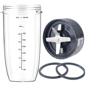 Tasse de remplacement de 24 oz avec lame d'extraction en acier inoxydable à couvercle rabattable compatible avec le couvercle Go pour le mélangeur électrique Nutri 600W/900W - Product Image 1
