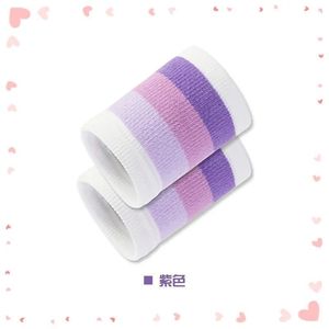 Bracelets en coton rayés violet et rose, respirants, pour femmes, sports, yoga, course à pied, fitness - Product Image 1