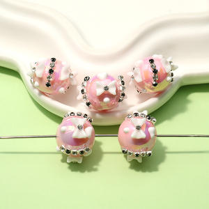 Cuentas de Resina con Forma de Flor, Lazo de Diamantes, Diseño de Dibujos Animados, Plástico, Estilo Bubblegum, Lucite, Pintadas a Mano, Coloridas, para Hacer Pulseras y Collares - Product Image 5