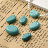 5 perles ovales plates vintage en turquoise, perles géométriques en pierres précieuses, breloques intercalaires à trou droit pour la fabrication de bijoux et d'artisanat DIY