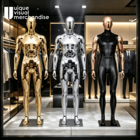 Mannequin Homme Chromé Corps Entier Argent Or Musclé en Plastique pour Présentation en Boutique, Mannequin Grande Taille pour Vêtements Masculins