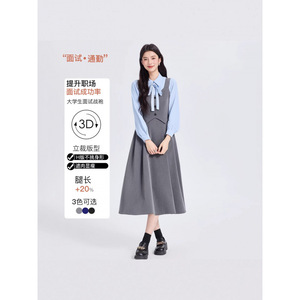 Women's Blue Long Sleeve Blouse With Bow Slim Fit Mid Length Office Commute Poplin Shirt KR8103 - Product Image 3
