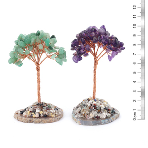 Arbre en pierres semi-précieuses naturelles faites à la main en gros, base en tranches d'agate pour cadeaux - Product Image 3