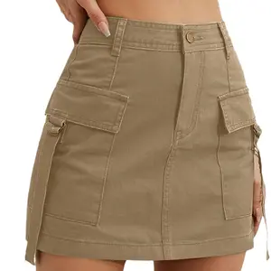 2024 new Women's Cargo Short Mini Pencil High Waist Knit Ladies Y2K Skirt For Women With Pockets Vintage Midi Elegant