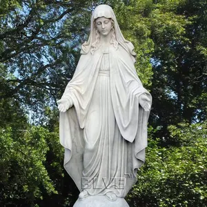 BLVE Outdoor Garden chiesa decorazione a grandezza naturale marmo bianco santa maria statua gesù madre scultura in pietra