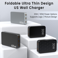 Ultrafino Compacto Mini Diseño EE. UU. Enchufe de doble puerto USB C 30W Carga rápida PD USB C Cargador con certificación de seguridad