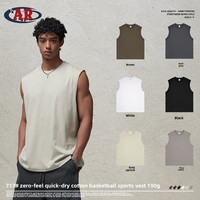 T-shirt sans manches pour homme de style américain, 100% coton, 230 g/m², impression sérigraphique, couleur unie, col rond, sans manches, été
