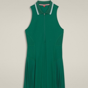 Robe de tennis pour femme, personnalisée, verte, mini, col en V, sans manches, plissée, séchage rapide, style sportswear, fabricant de jupes Tenniscore - Product Image 6