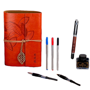 Giấy màu nâu giả da máy tính xách tay Loose-Leaf đa chức năng không thấm nước văn phòng phẩm Retro Maple Lá Giả Da Nhật Ký cho món quà - Product Image 3