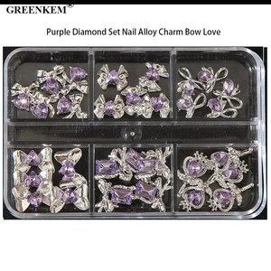 Populaire 6 Grille Violet Diamant Ensemble Nail Alliage <span class=keywords><strong>Charme</strong></span> Arc Amour Irrégulier Muti-forme Strass pour Ongles - Product Image 6