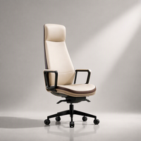 Chaise de bureau de direction en cuir PU de haute qualité, confortable et ergonomique, pour le bureau à domicile, avec base à cinq étoiles et accoudoirs fixes coulissants
