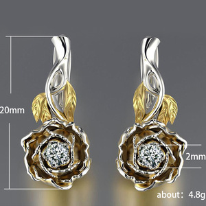 Orecchini alla Moda con Fiore di Peonia Bicolore, Design Floreale Elegante, Gioielli Statement, Ear Cuff per Donne - Product Image 3
