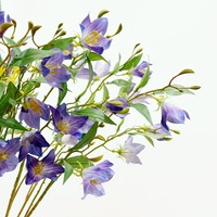 Bunga Angin Eustoma Campanula Sutra Buatan Warna Ungu Biru Modern Tahan Lama, Rangkaian Bunga Dekoratif Kelas Atas Buatan Tangan